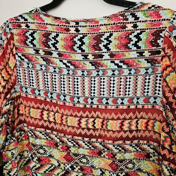 Love Tease Cardigan Kimono Lightweight Pattern Fringe Print Casual Open Front - Picture 7 of 11